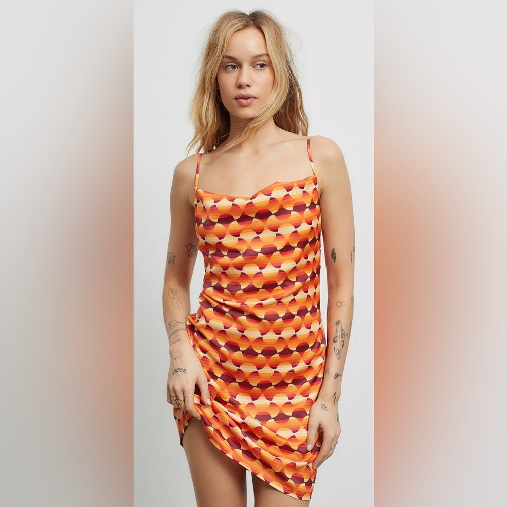Urban outfitters Printed Mallory Cowl Slip Mini Dress size small